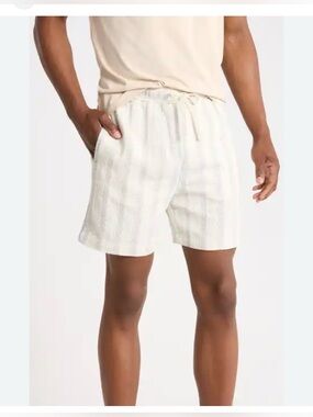 Malibu Cream Striped Waffle-Knit Shorts